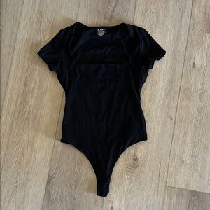 Pumiey Basic Black Square Neck Bodysuit Size S